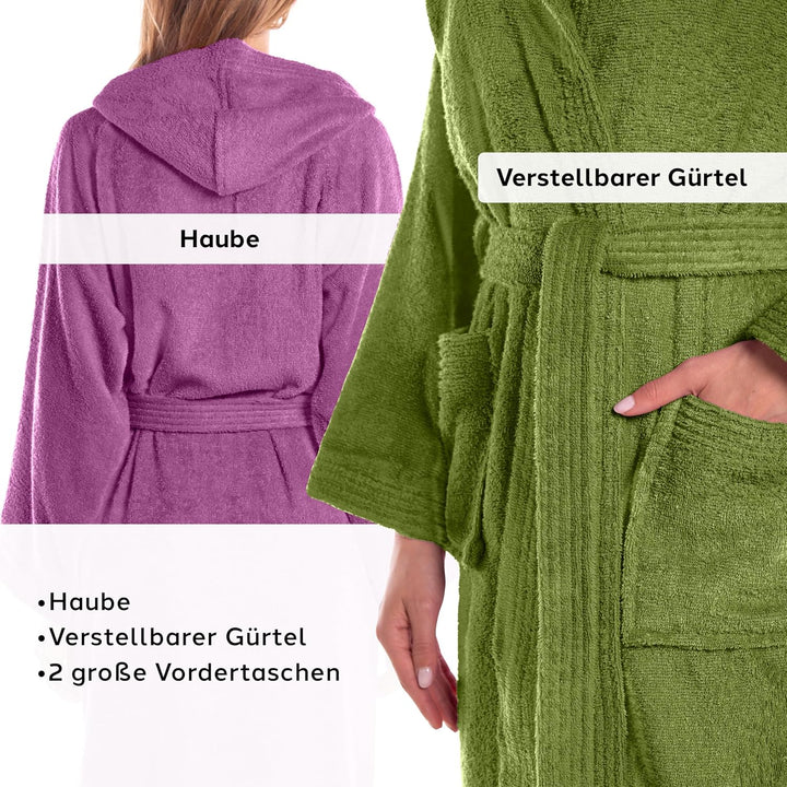 Caleffi Bademantel für Jungen – Bademantel für Mädchen – aus Frottee mit Kapuze, Gürtel und Taschen