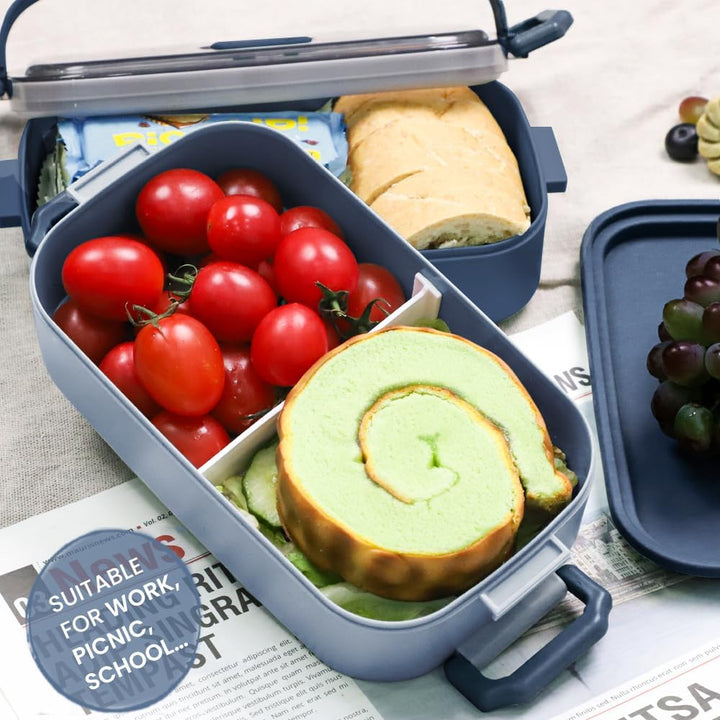 Bugucat Lunchbox 1600ML,2 in 1 Bento Box Brotdose Auslaufsicher Luftdichte Brotzeitbox mit Fächern u