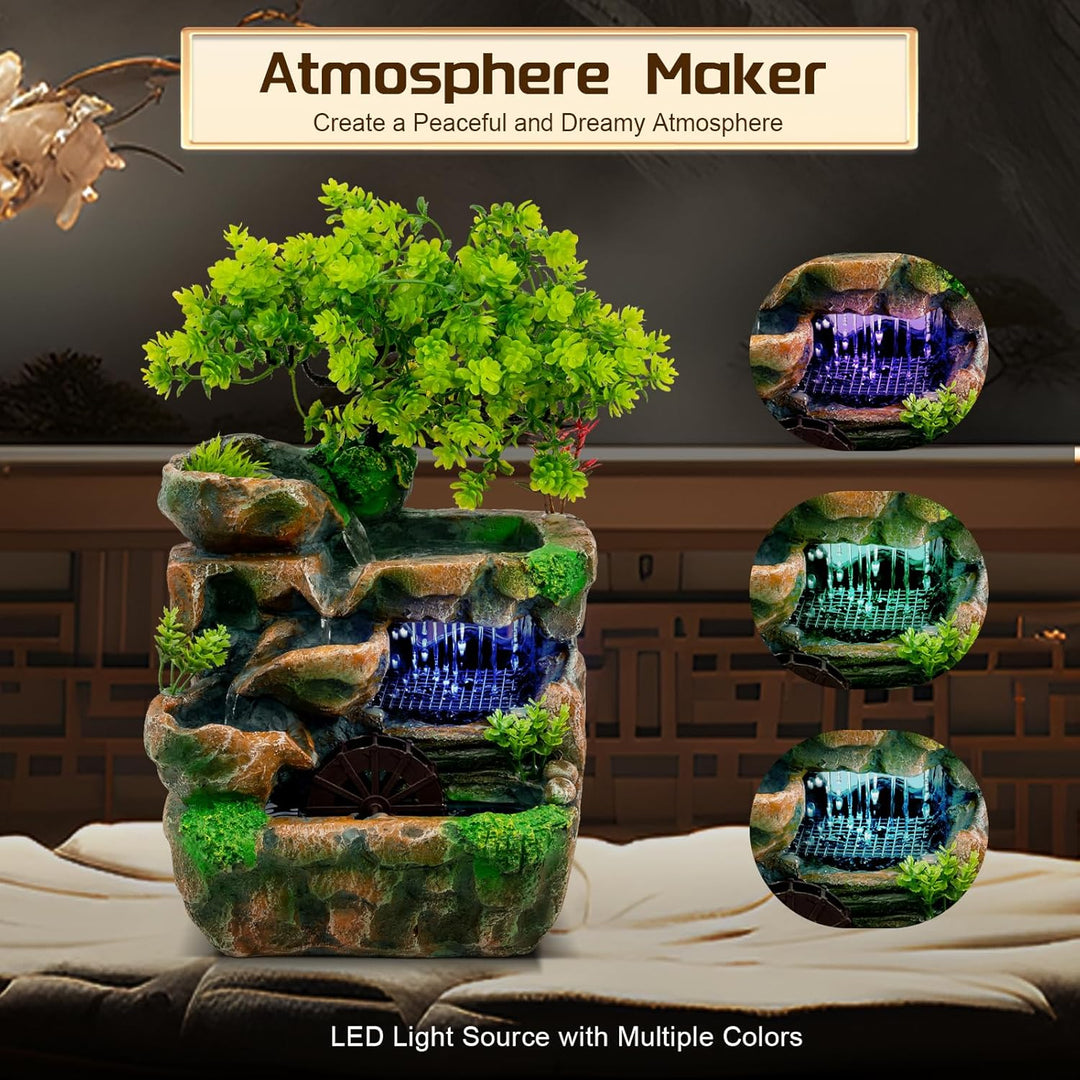 LED Drunnen Garten Tisch Zimmer Brunnen Schalen Steingärten Wasser Bäume Lampe zimmerbrunnen Wassers