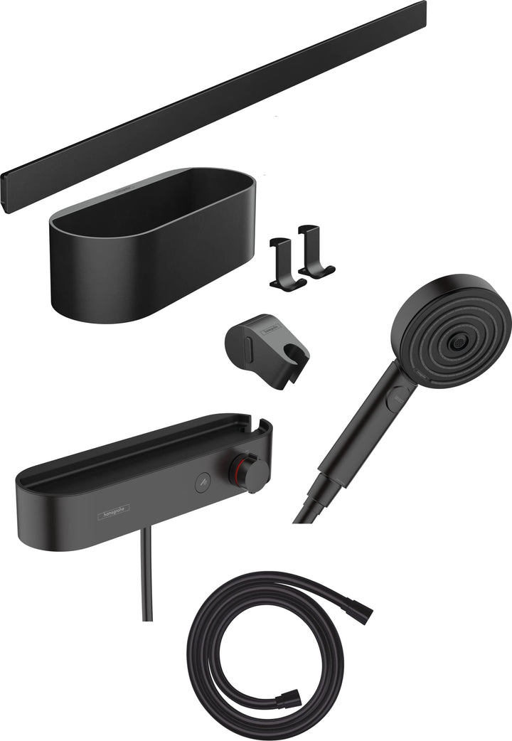 hansgrohe WallStoris - Badezimmer Set, Zubehör Set für das Bad, 7-teilig, mit Duschkopf wassersparen