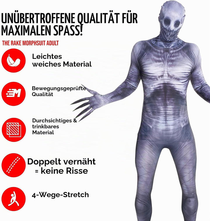Morphsuits The Rake Kostüm für Erwachsene, Monster Verkleidung, Halloween und Karneval - M (150cm-16
