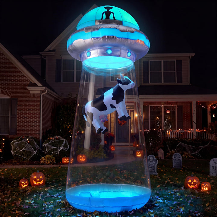 Joiedomi 2,7 m Aufblasbare Outdoor-Dekoration für Halloween, UFO-Dekor Mit LEDs für Hofdekoration Au