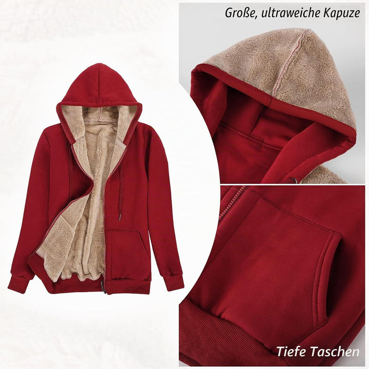 Niwicee Damen Kapuzenpullover mit Reissverschluss Winter Plus Fleecepullover Langarm Kapuzenjacke Sw