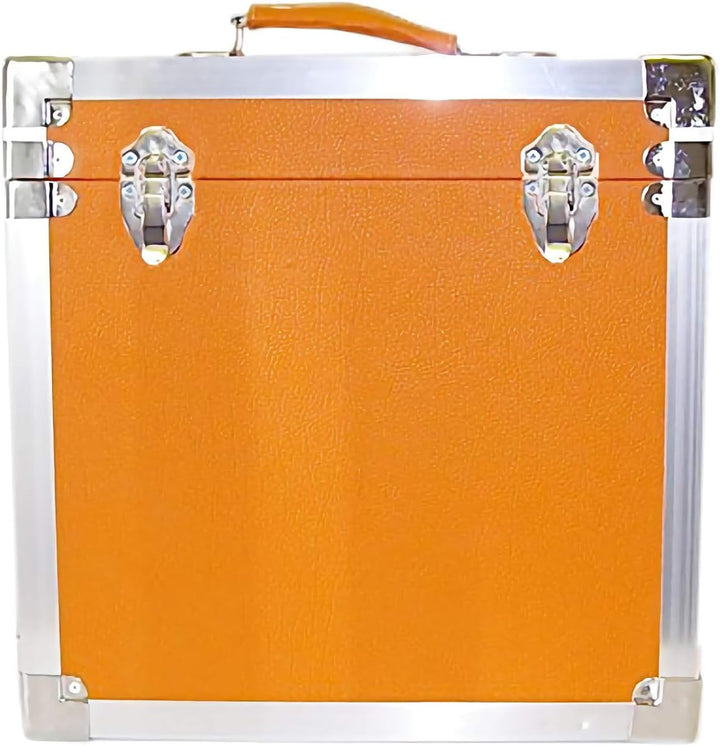 Steepletone Aufbewahrungsbox für LPs, Alben, Vinyl, DJs, Schallplatten, Farbe: Gelb Orange, Orange