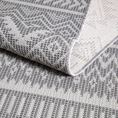 carpet city Outdoor Teppich Terrasse Wetterfest - 160x230 cm - Balkonteppich Anthrazit - Ethno Look