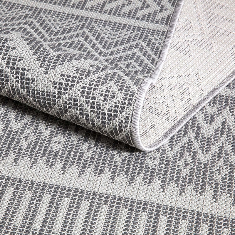 carpet city Outdoor Teppich Terrasse Wetterfest - 160x230 cm - Balkonteppich Anthrazit - Ethno Look