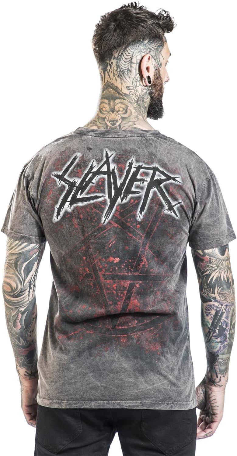 Slayer Mongo Logo Männer T-Shirt Charcoal Band-Merch, Bands S Charcoal, S Charcoal