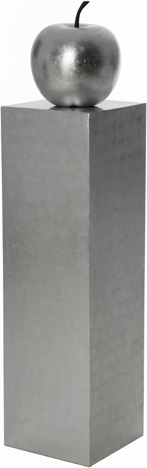 Vivanno Podest Deko-Säule Stele Blumenständer Fiberglas Silber Hochglanz 30x30x100 30x30x100 cm Silb
