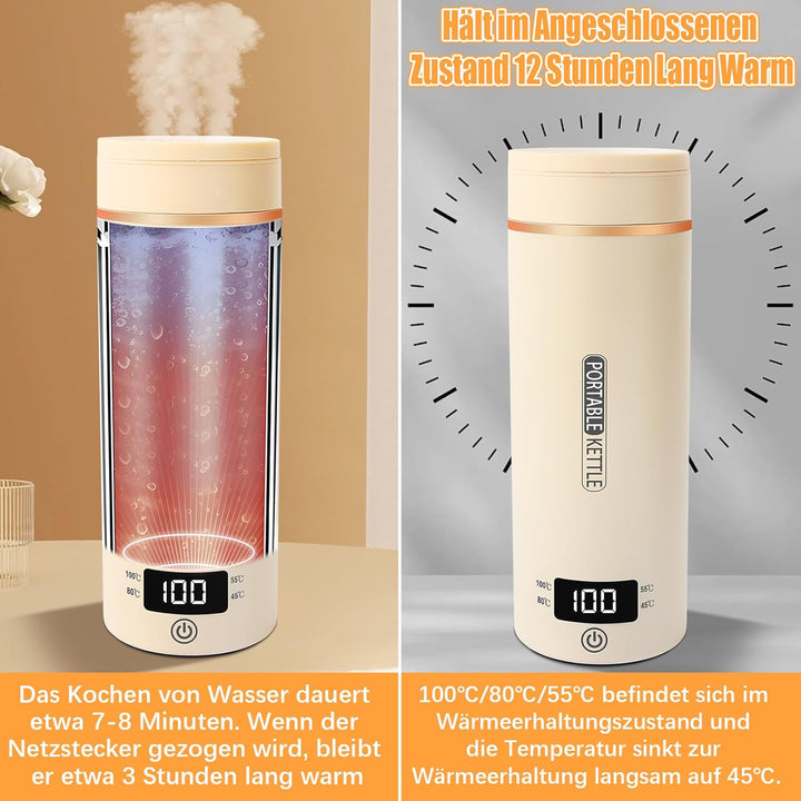 Reisewasserkocher Klein 500ML,Schnell Wasser Kochen Kleiner Wasserkocher Reise für Unterwegs Mini Wa