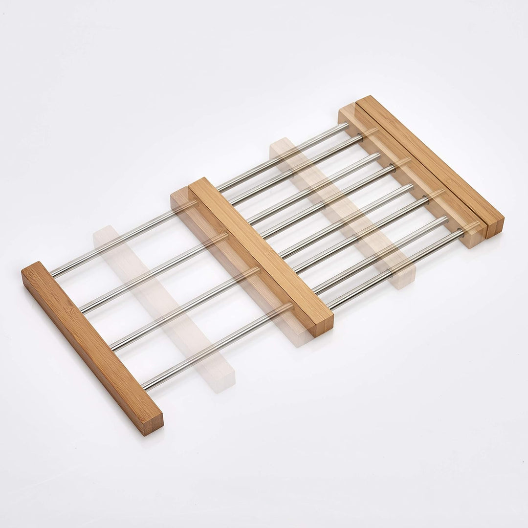 Zeller 25299 Topfuntersetzer, ausziehbar, Bamboo/Edelstahl, beige, small