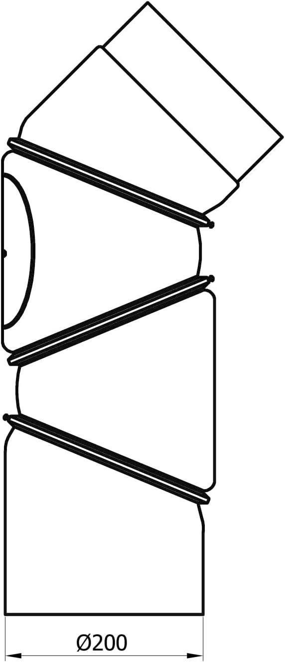 raik Rauchrohrbogen/Ofenrohrbogen Multibogen mit Tür 4-teilig 0-90° drehbar 200 mm Durchmesser 2 mm