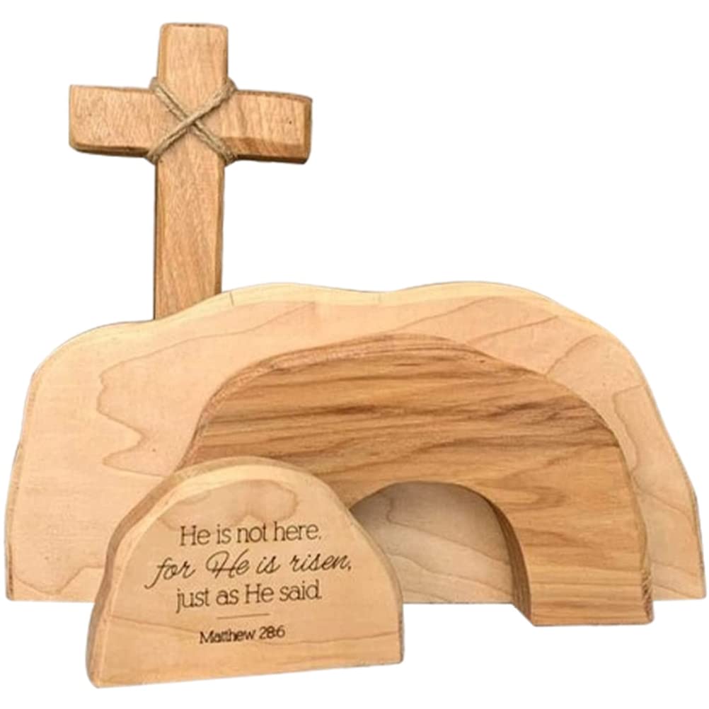 Ostern Auferstehung Szene Ornamente Jesus Krippe Dekorationen Osterszene hölzerndeko Tischdeko Set R