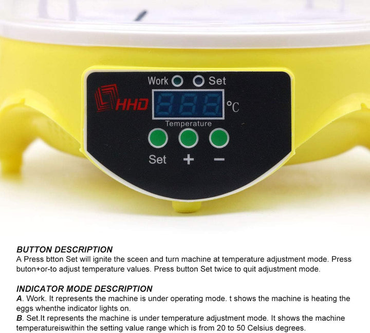 MUYIRTED Brutmaschine 7 Eier, Digital LED Display Inkubator Hühner Brutautomat, Brutkasten für Huhn
