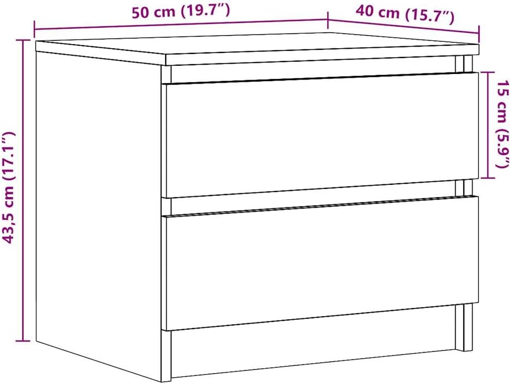 vidaXL Nachttisch Altholz-Optik 50x40x43,5 cm Holzwerkstoff, Schrank, Beistellschrank, Nachtkonsole,