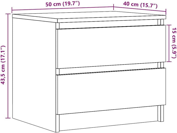 vidaXL Nachttisch Altholz-Optik 50x40x43,5 cm Holzwerkstoff, Schrank, Beistellschrank, Nachtkonsole,