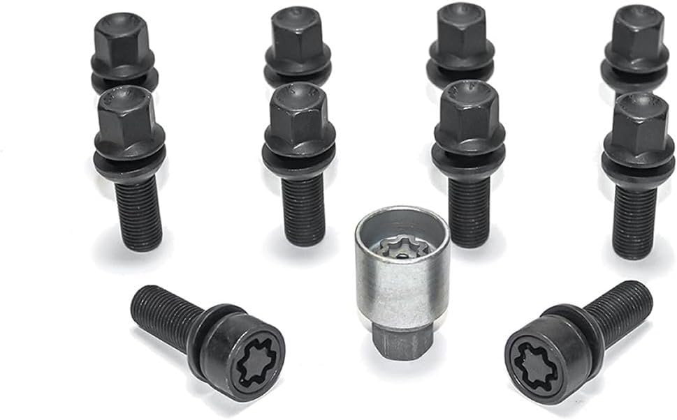 H&R Radschrauben Satz Kugelbund mit bewegliche Kugelbund R13 M14x1.50 - Länge 39mm - Schwarz - 10 St