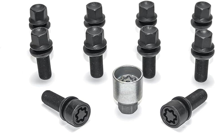 H&R Radschrauben Satz Kugelbund mit bewegliche Kugelbund R13 M14x1.50 - Länge 39mm - Schwarz - 10 St