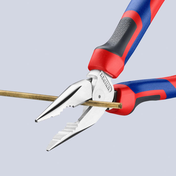 KNIPEX 08 25 185 Spitz-Kombizange mit Mehrkomponenten-Hüllen verchromt 185 mm