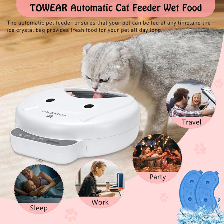 Automatischer Futterspender für Katzen mit Digitalanzeige und Timer für nasse oder trockene Futter,