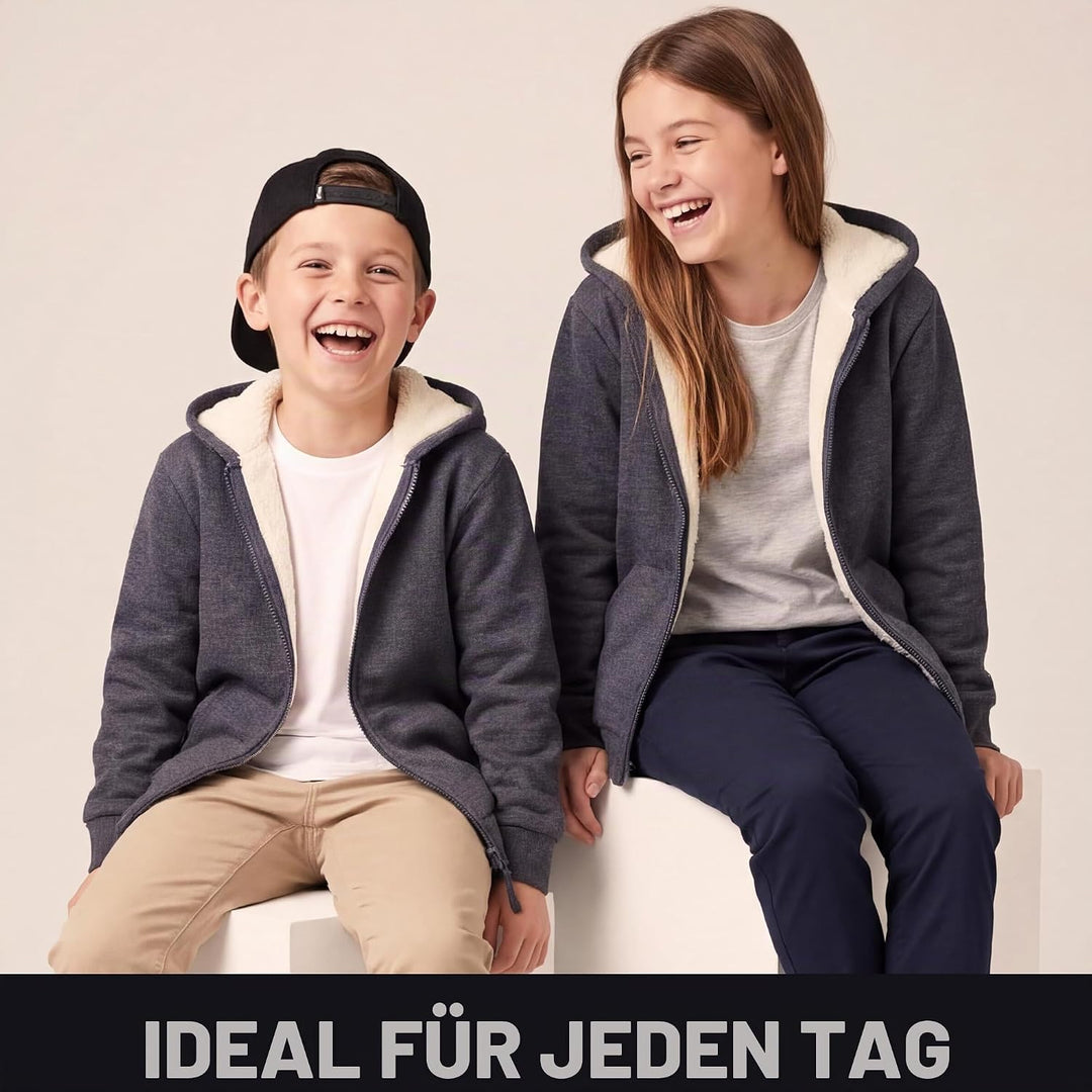 CityComfort Pullover Mädchen mit Fleece-Futter und Kapuze, Fleecejacke Kinder Mädchen Zipper Hoodie