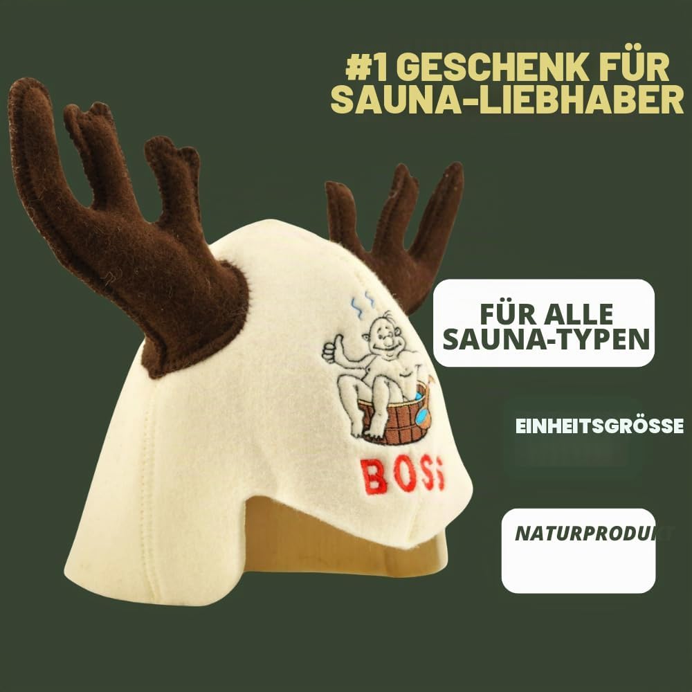 Saunahut für Damen und Herren aus Filz - Moose – Grau Saunahut für Herren und Damen aus 100Prozent N