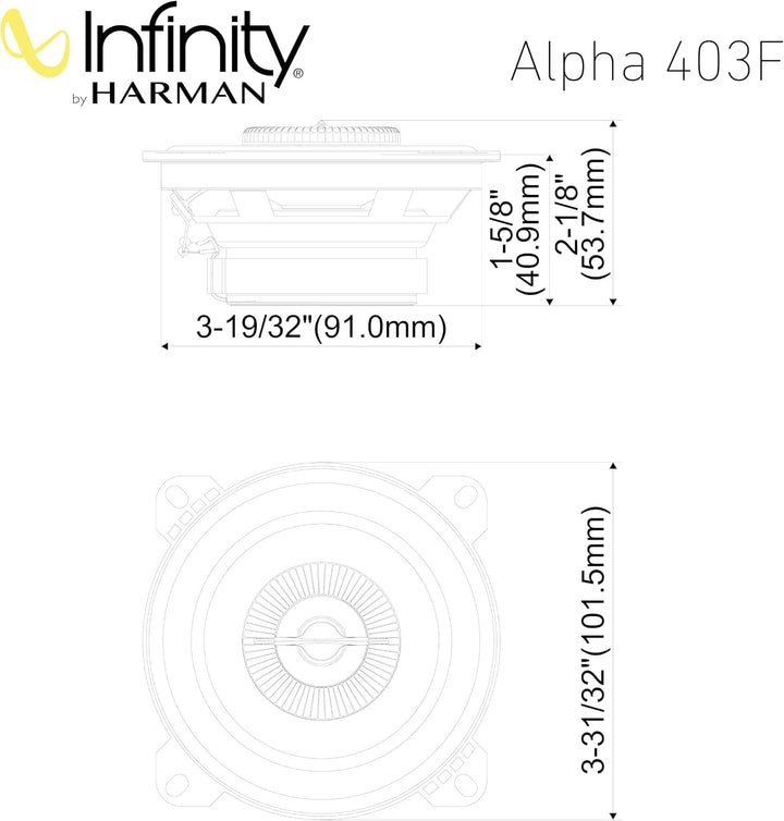 Infinity Alpha 403F Koaxial Lautsprecher Auto 10cm, 4 Zoll, von Harman Kardon Car HiFi mit 40W RMS u