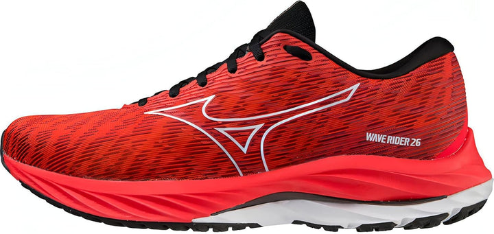Mizuno Herren Wave Rider 26 Sneaker 42.5 EU Ignition Red White Black, 42.5 EU Ignition Red White Bla