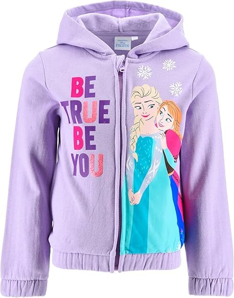 Disney Frozen Hoodie Mädchen ELSA Anna | Kapuzenjacke mit Reissverschluss | Kinder Warm Sweatshirt F