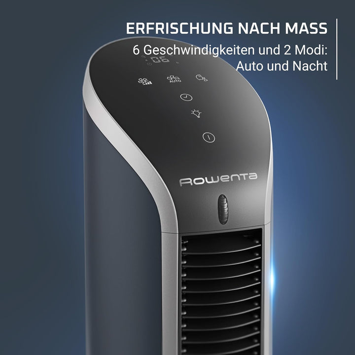 Rowenta Eole Compact Turmventilator, Schwarz, VU6220F0 Turmventilator Tisch - 6 Geschwindigkeitsstuf