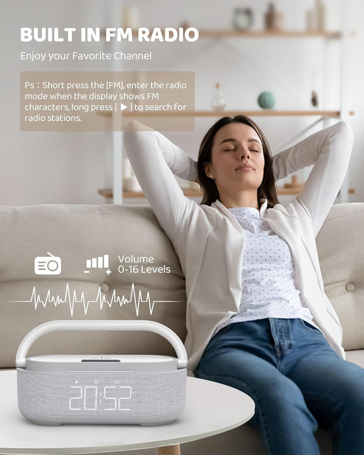 COLSUR Radiowecker Digital mit Wireless Charger, Bluetooth Lautsprecher mit USB-Ladegerät, Smart Wec