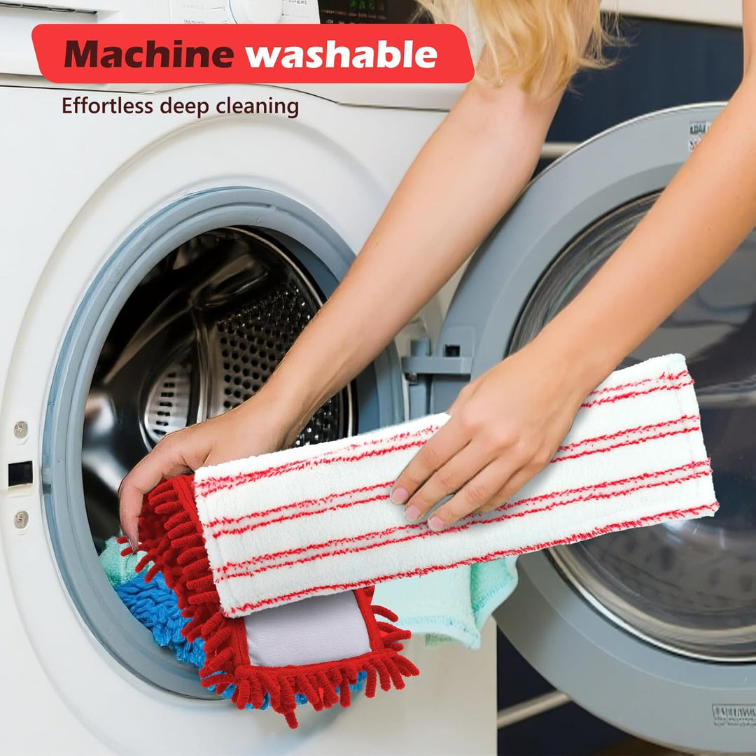 Masthome Wischmopp,Bodenwischer Set mit 4 Wischpads,Chenille Wischmopp mit 128cm Griff,Mikrofaser Wi