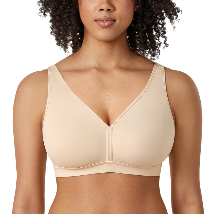 AISILIN Damen BH ohne Bügel Grosse Grössen Comfy Schlaf BHS Vollschalen Soft Bequemer 75C Beige, 75C