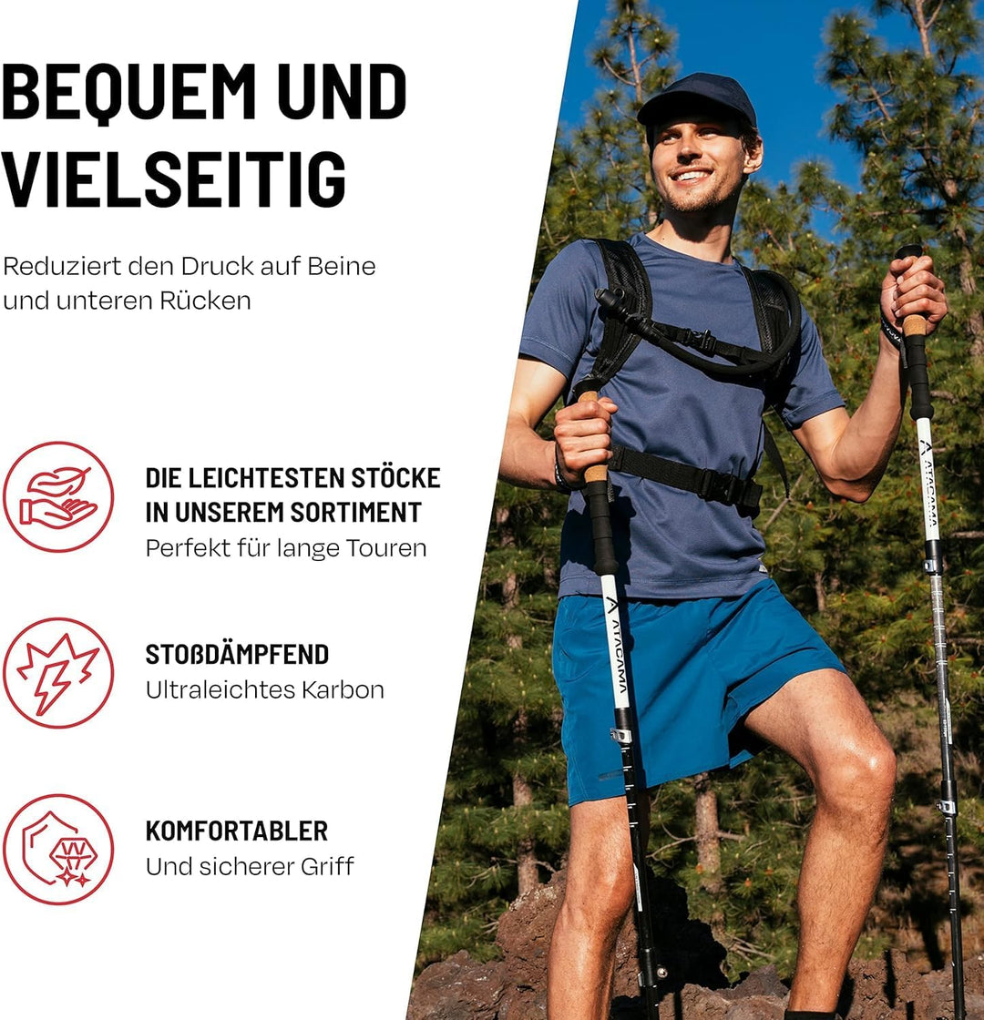 ATACAMA Nordic Walking Stöcke Damen und Herren Wanderstöcke Faltbar &amp; Wanderstöcke Teleskop aus Carb