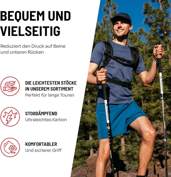 ATACAMA Nordic Walking Stöcke Damen und Herren Wanderstöcke Faltbar &amp; Wanderstöcke Teleskop aus Carb