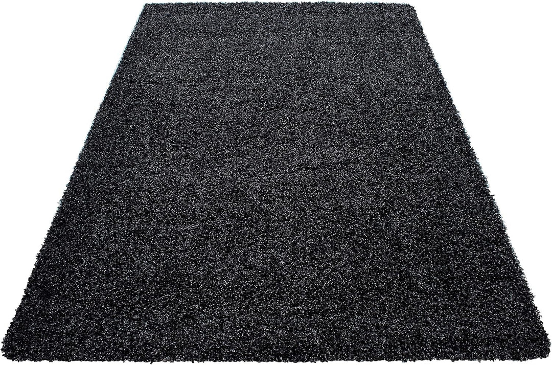 HomebyHome Shaggy Teppich Wohnzimmer Flauschiger Teppich Gross 300x400 cm Anthrazit Einfarbig - Hoch
