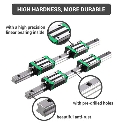 BEVDICNC HGR15 600mm Linearschiene 2 Stück Linearführung mit 4 Stück HGH15CA Schlittenschieberblock