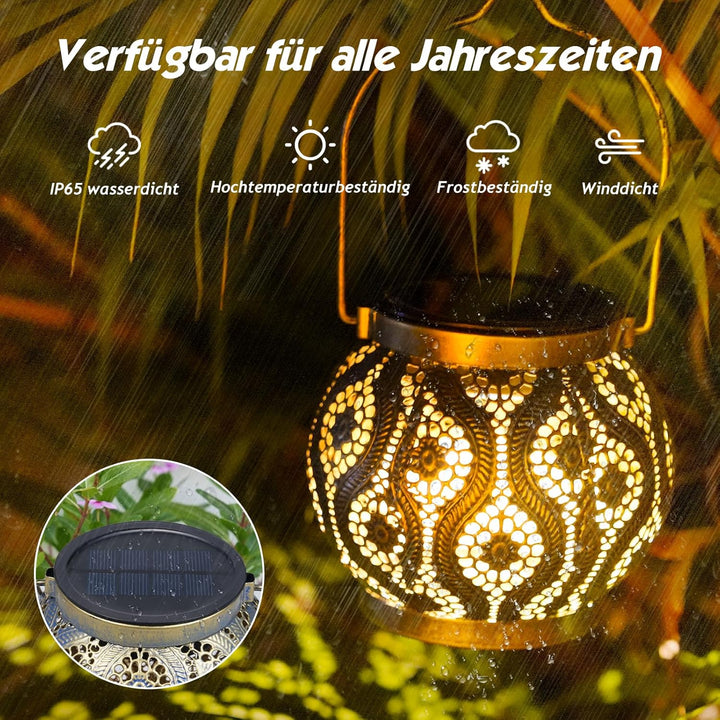 JOYCREATOR Solarlaternen für Aussen Wasserdicht IP65, 2 Stück LED Metall Solar Laternen für Draussen
