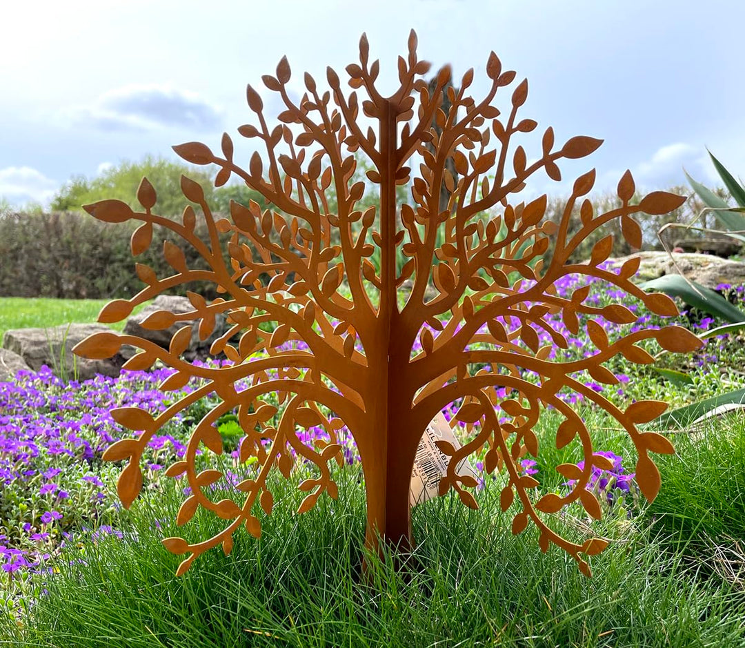 LB H&F Gartenstecker LEBENSBAUM 2tlg. 3D Baum 40x38cm zum stecken Gartendeko Deko Dekoration aus 2 S