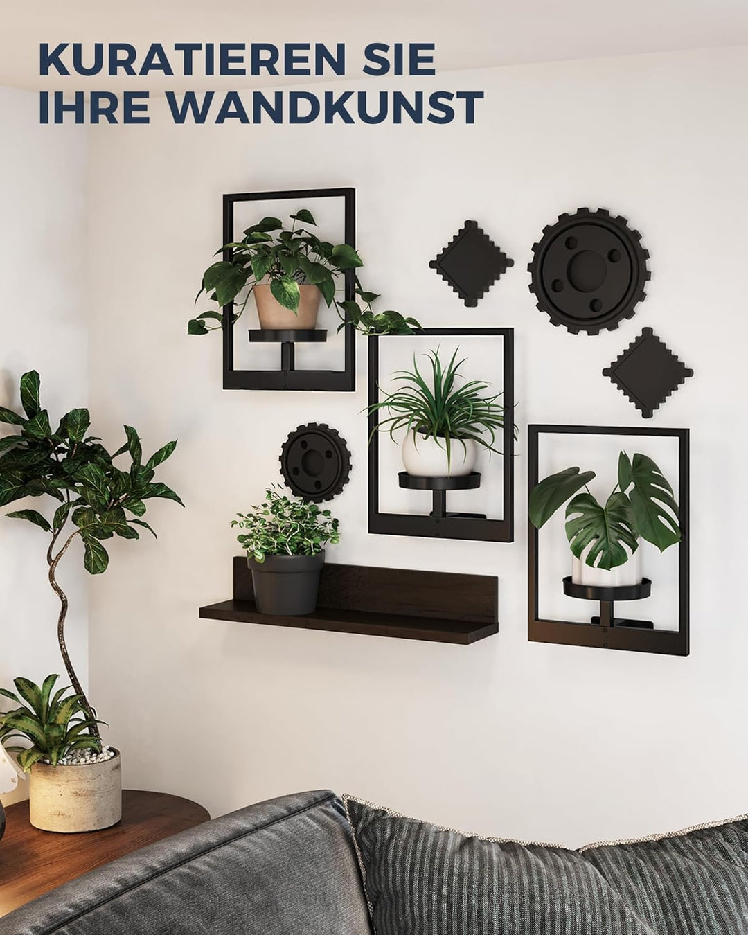 Bamworld Wandbehang Pflanzgefässe für Zimmerpflanzen 3 Set Wand Blumenständer Moderner Pflanzenständ