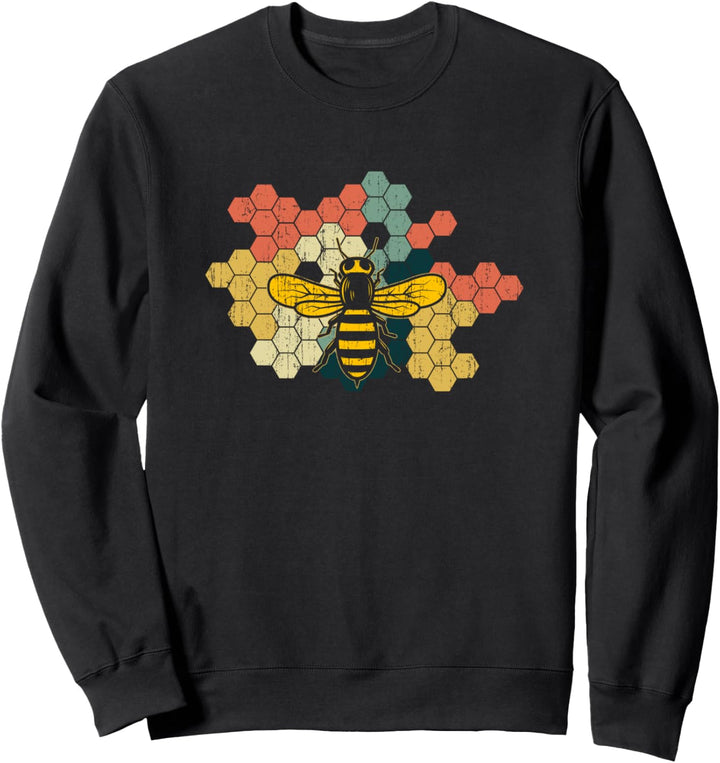 Beekeeper Beekeeping Bee Lover Vintage Cool Retro Honeycomb Sweatshirt