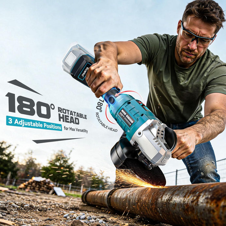 Ecarke Akku-Winkelschleifer Set kompatibel mit Makita 18V Akku – Bürstenloser Motor, 3-Stufen Drehza