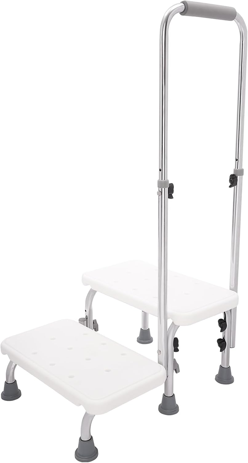 Step Hocker mit Griff und Rutschfester Plattform, Heavy Duty 2-Schritte Fusshocker für Erwachsene, S