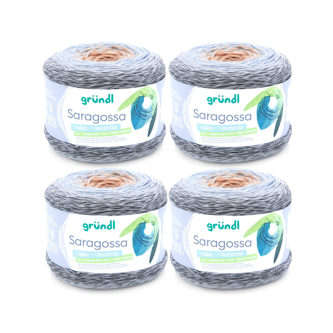 Gründl Wolle Saragossa (weiches Farbverlaufsgarn aus 50% Baumwolle und 50% Polyacryl, 250 g / 1000 m