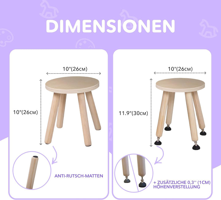 Cateam Tritthocker aus Holz für Kinder und Kleinkinder – 2er-Set – Natur – Kinderhocker mit ausziehb