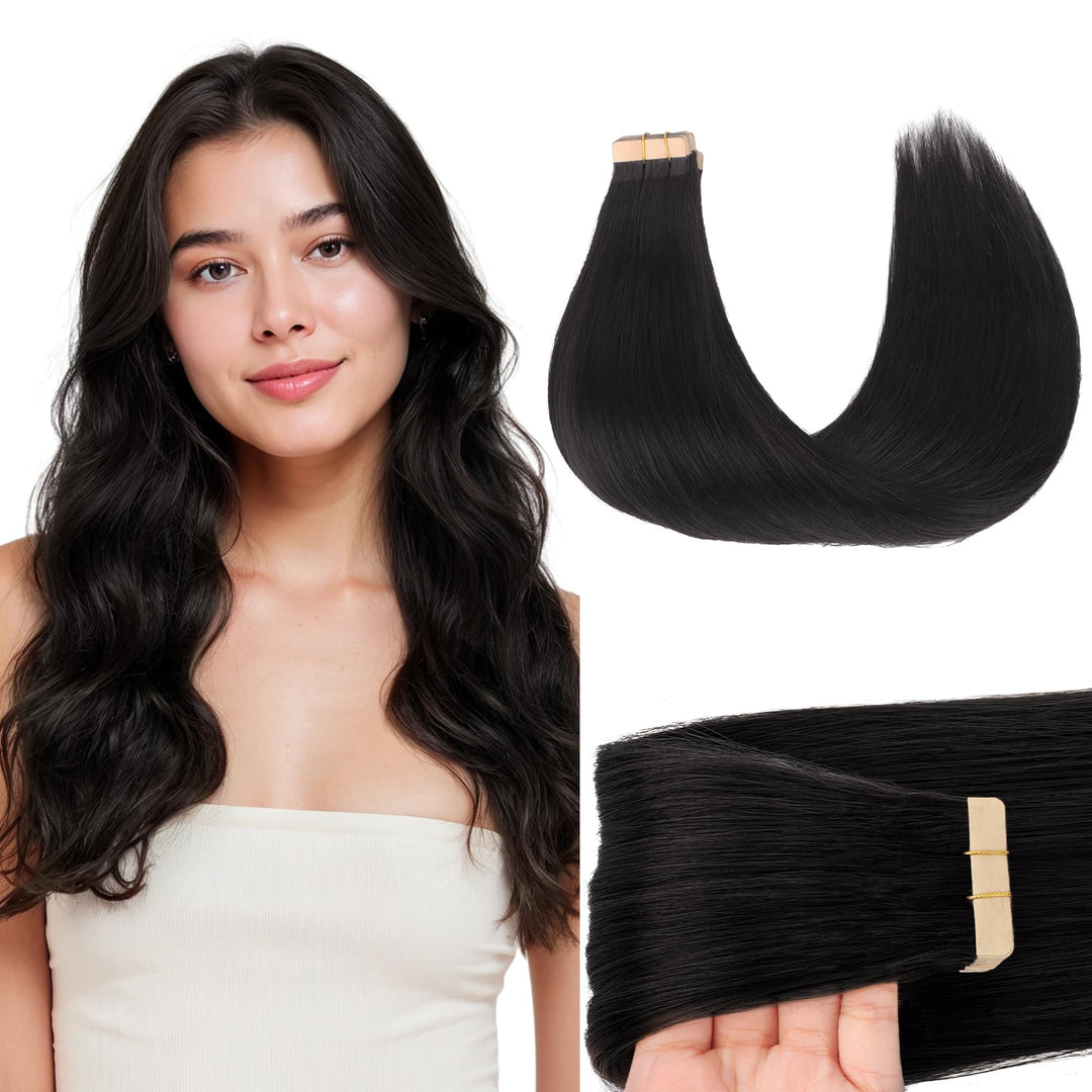 GOO GOO Tape in Extensions Echthaar, Tape Extensions Echthaar, 45cm 50g 20pcs, Extensions Echthaar,