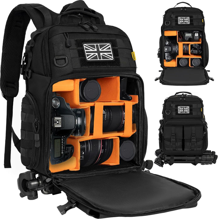 Kamerarucksack mit 15,6 Zoll Laptopfach - wasserdichte Kameratasche, langlebige DSLR/SLR-Fototasche