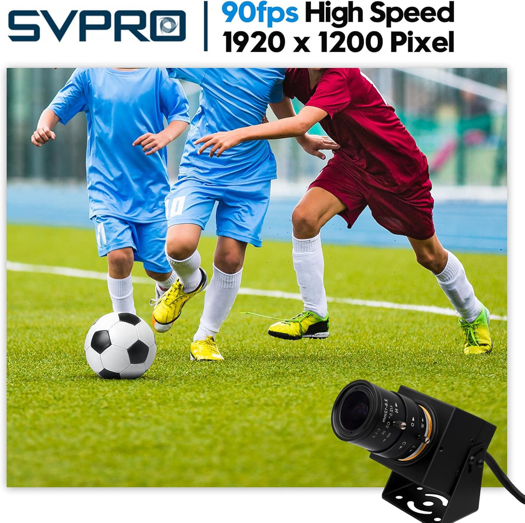 Svpro Global Shutter USB Kamera 2MP 90FPS Hochgeschwindigkeitskamera mit 2.8-12mm Zoomobjektiv, manu