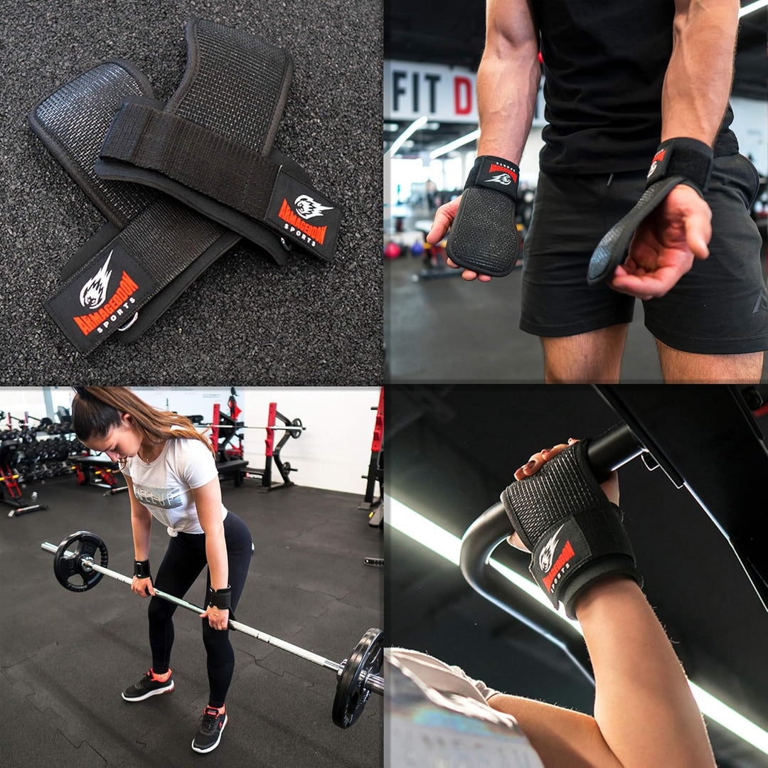 ARMAGEDDON SPORTS Fitness-Handschuhe für Zughilfen Krafttraining - Power Anti-Rutsch Gym Gripps Pads