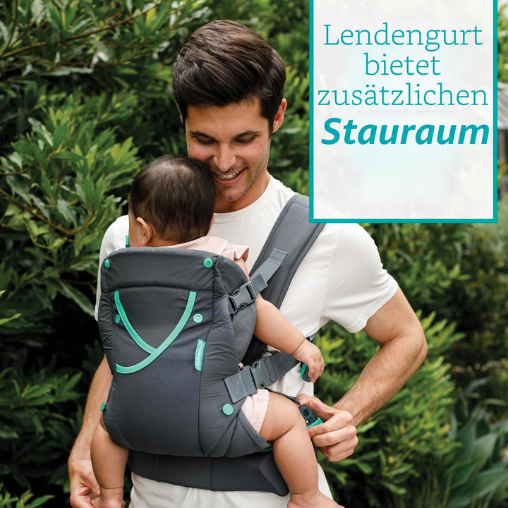 Infantino Carry On Active Babytrage, Ergonomische Multi-Taschen-Babytrage für Neugeborene bis Kleink