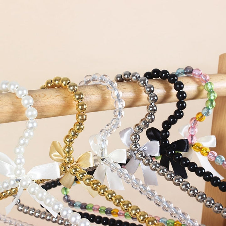 5 STK Perlenanhänger Perlenaufhänger mit Schleife 40cm Kleiderbügel Aus Kunststoff Perlen Schwerlast